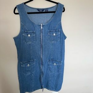O.P.S NEW YORK Denim Zip-Up Vintage Dress